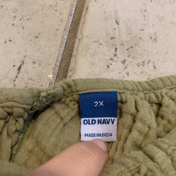 Old Navy Plus Size 2X Green Crinkle Gauze Tie Strap Top - Picture 2 of 6